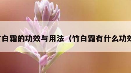 竹白霜的功效与用法（竹白霜有什么功效）