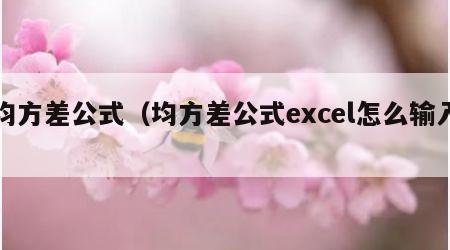 均方差公式（均方差公式excel怎么输入）