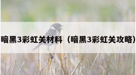 暗黑3彩虹关材料（暗黑3彩虹关攻略）