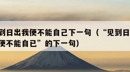 见到日出我便不能自己下一句（“见到日出 我便不能自已”的下一句）