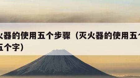 灭火器的使用五个步骤（灭火器的使用五个步骤五个字）