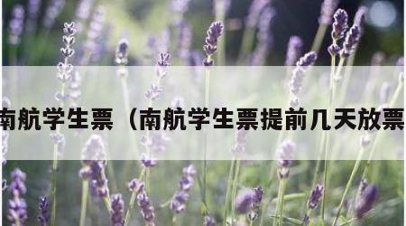 南航学生票（南航学生票提前几天放票）