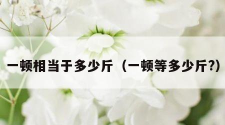 一顿相当于多少斤（一顿等多少斤?）
