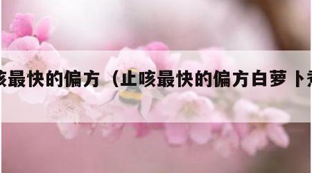 止咳最快的偏方（止咳最快的偏方白萝卜煮水）