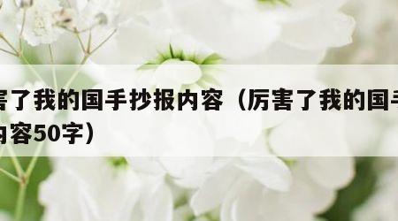 厉害了我的国手抄报内容（厉害了我的国手抄报内容50字）