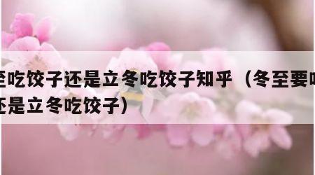 冬至吃饺子还是立冬吃饺子知乎（冬至要吃饺子还是立冬吃饺子）