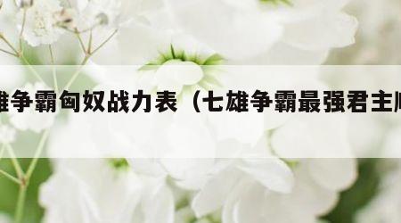 七雄争霸匈奴战力表（七雄争霸最强君主顺序）