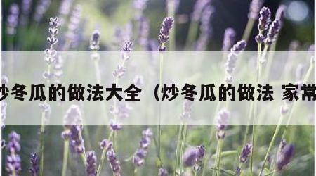 炒冬瓜的做法大全（炒冬瓜的做法 家常）