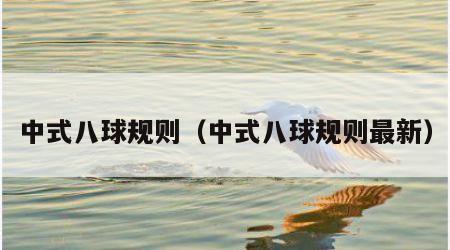中式八球规则（中式八球规则最新）