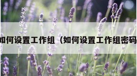 如何设置工作组（如何设置工作组密码）