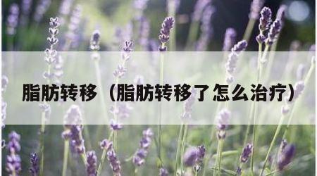 脂肪转移（脂肪转移了怎么治疗）