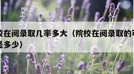 院校在阅录取几率多大（院校在阅录取的可能性是多少）