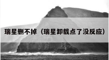 瑞星删不掉（瑞星卸载点了没反应）