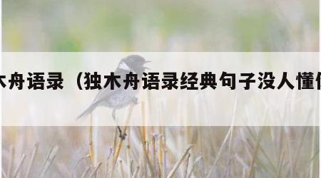 独木舟语录（独木舟语录经典句子没人懂你情长）