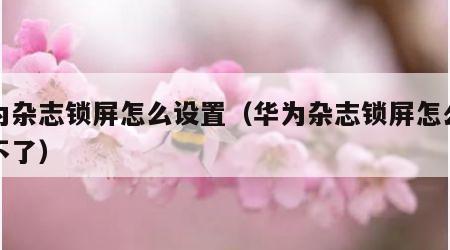 华为杂志锁屏怎么设置（华为杂志锁屏怎么设置不了）