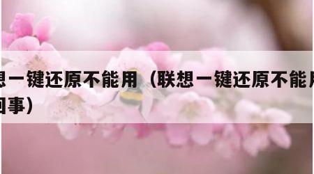 联想一键还原不能用（联想一键还原不能用怎么回事）