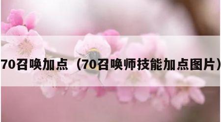 70召唤加点（70召唤师技能加点图片）