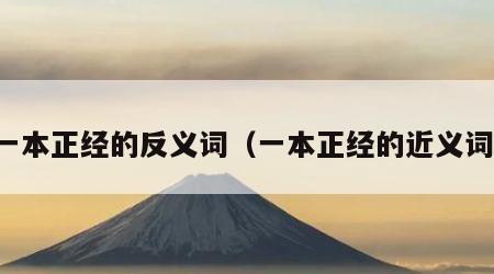 一本正经的反义词（一本正经的近义词）