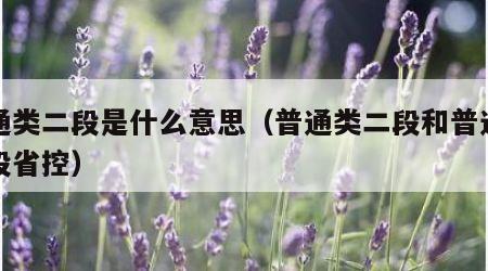 普通类二段是什么意思（普通类二段和普通类二段省控）