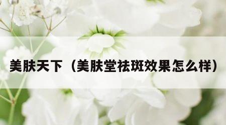 美肤天下（美肤堂祛斑效果怎么样）