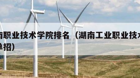 湖南职业技术学院排名（湖南工业职业技术学院单招）