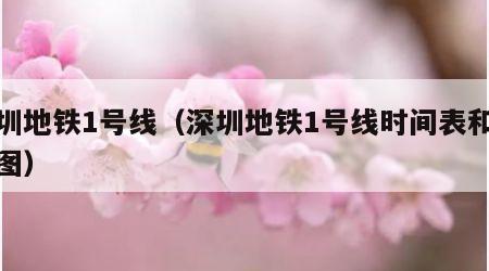 深圳地铁1号线（深圳地铁1号线时间表和路线图）