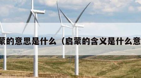 启蒙的意思是什么（启蒙的含义是什么意思）