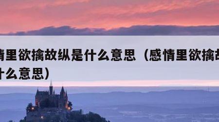 爱情里欲擒故纵是什么意思（感情里欲擒故纵是什么意思）