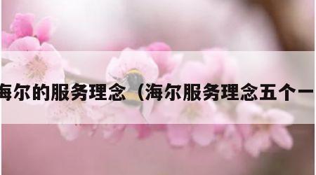 海尔的服务理念（海尔服务理念五个一）