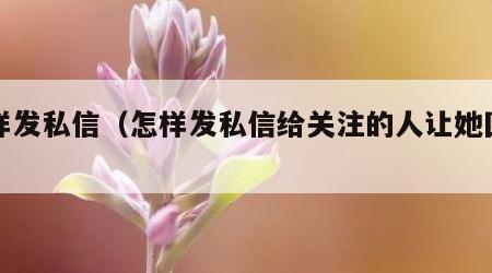 怎样发私信（怎样发私信给关注的人让她回你）