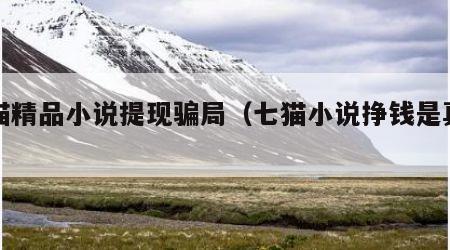 七猫精品小说提现骗局（七猫小说挣钱是真的吗）
