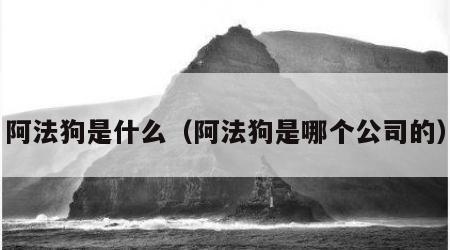 阿法狗是什么（阿法狗是哪个公司的）