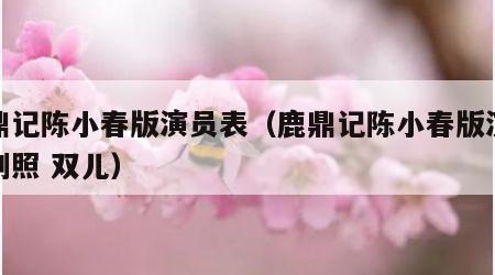 鹿鼎记陈小春版演员表（鹿鼎记陈小春版演员表剧照 双儿）