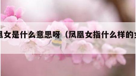 凤凰女是什么意思呀（凤凰女指什么样的女生）