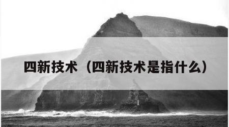 四新技术（四新技术是指什么）