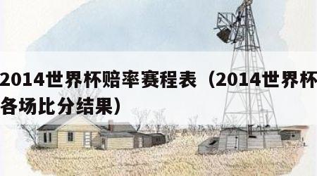 2014世界杯赔率赛程表（2014世界杯各场比分结果）