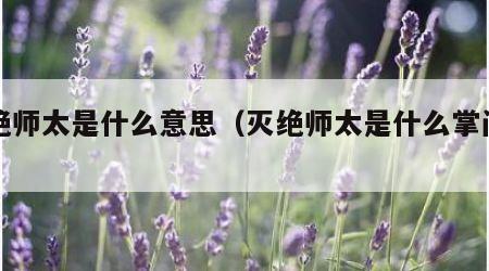 灭绝师太是什么意思（灭绝师太是什么掌门人）