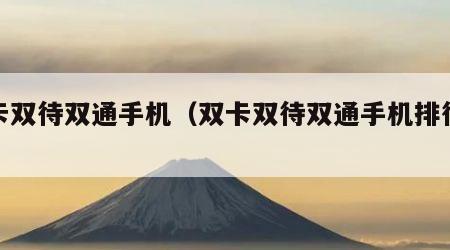 双卡双待双通手机（双卡双待双通手机排行榜）
