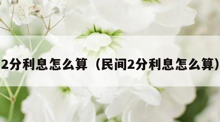 2分利息怎么算（民间2分利息怎么算）