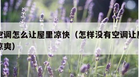 没空调怎么让屋里凉快（怎样没有空调让屋子里凉爽）