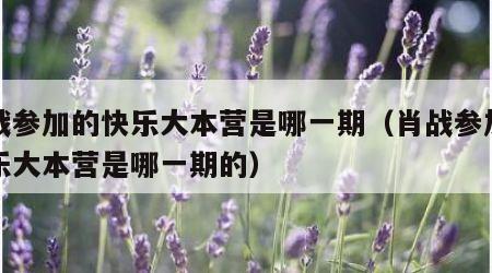 肖战参加的快乐大本营是哪一期（肖战参加的快乐大本营是哪一期的）
