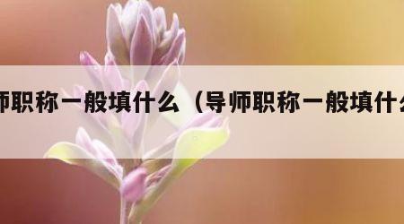 导师职称一般填什么（导师职称一般填什么内容）