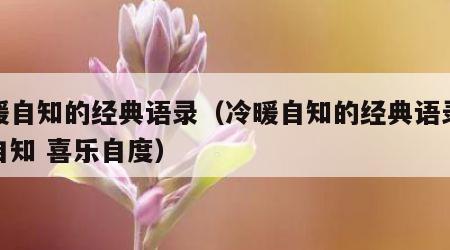 冷暖自知的经典语录（冷暖自知的经典语录冷暖自知 喜乐自度）