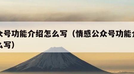 公众号功能介绍怎么写（情感公众号功能介绍怎么写）
