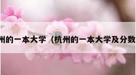 杭州的一本大学（杭州的一本大学及分数线）