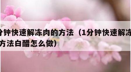 1分钟快速解冻肉的方法（1分钟快速解冻肉的方法白醋怎么做）