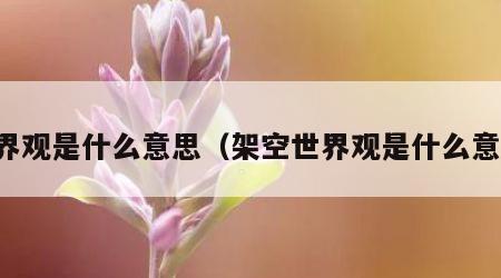 世界观是什么意思（架空世界观是什么意思）