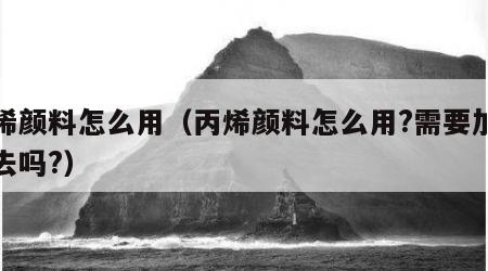 丙烯颜料怎么用（丙烯颜料怎么用?需要加水进去吗?）