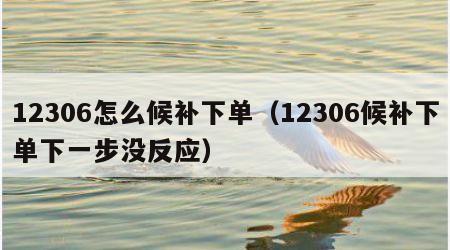 12306怎么候补下单（12306候补下单下一步没反应）