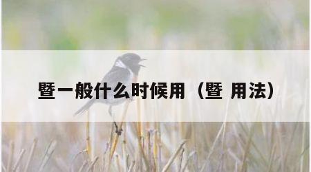 暨一般什么时候用（暨 用法）